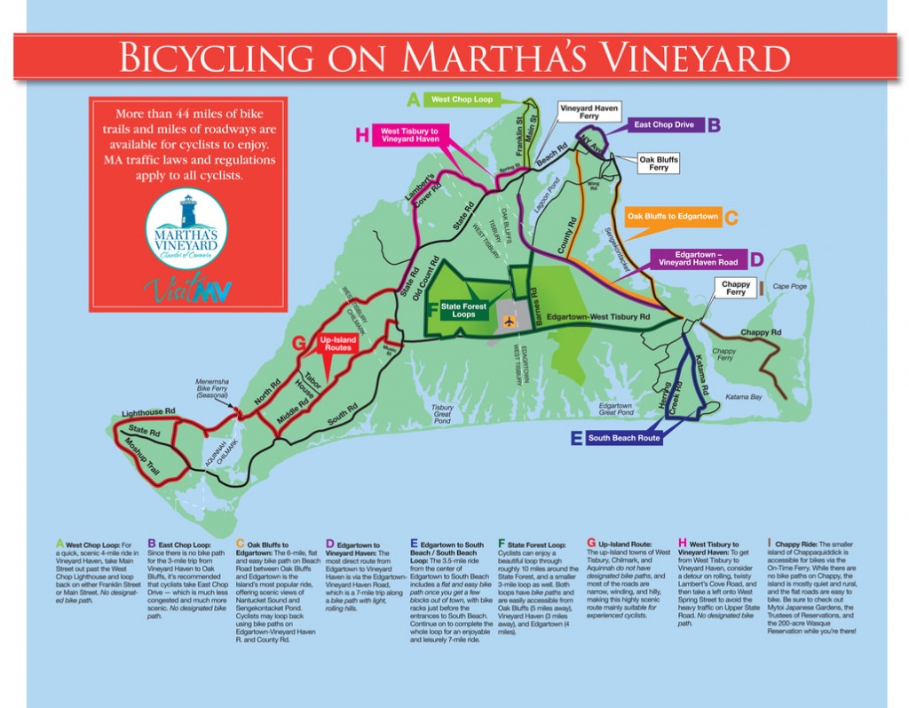 Bicycling Martha&amp;#039;s Vineyard - Martha&amp;#039;s Vineyard Chamber Of Commerce - Martha&amp;#039;s Vineyard Map Printable
