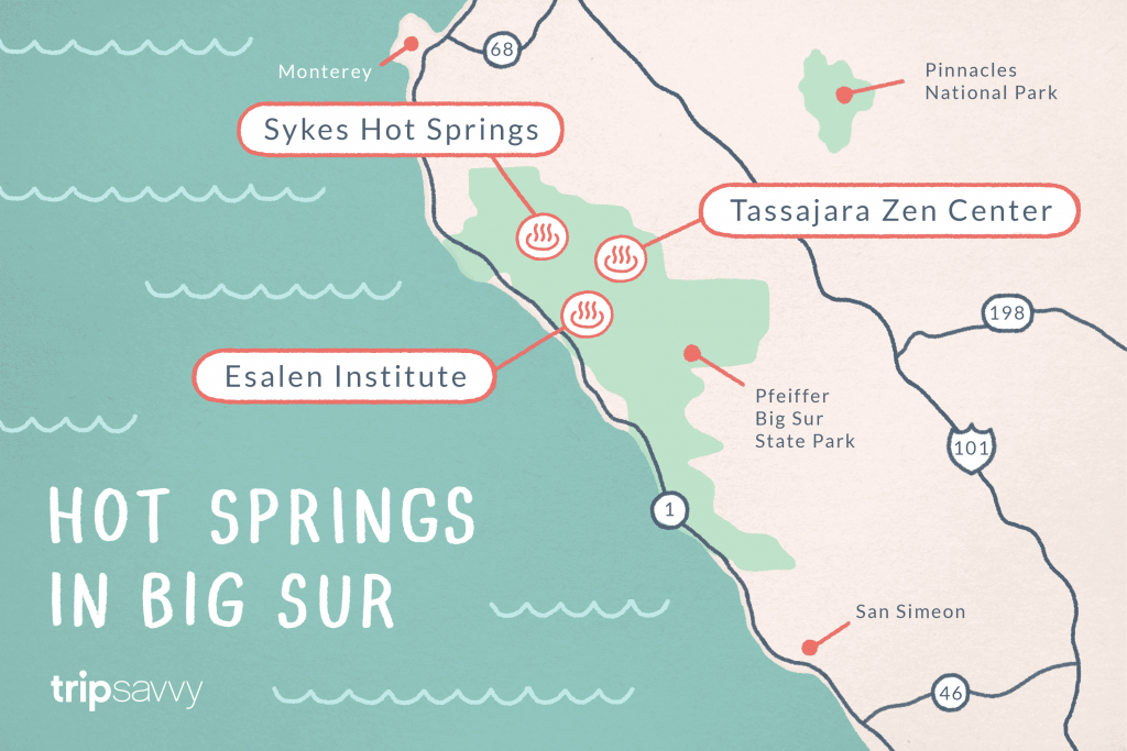 Big Sur Hot Springs - Top Natural Hot Tubs On The Coast - Hot Springs California Map