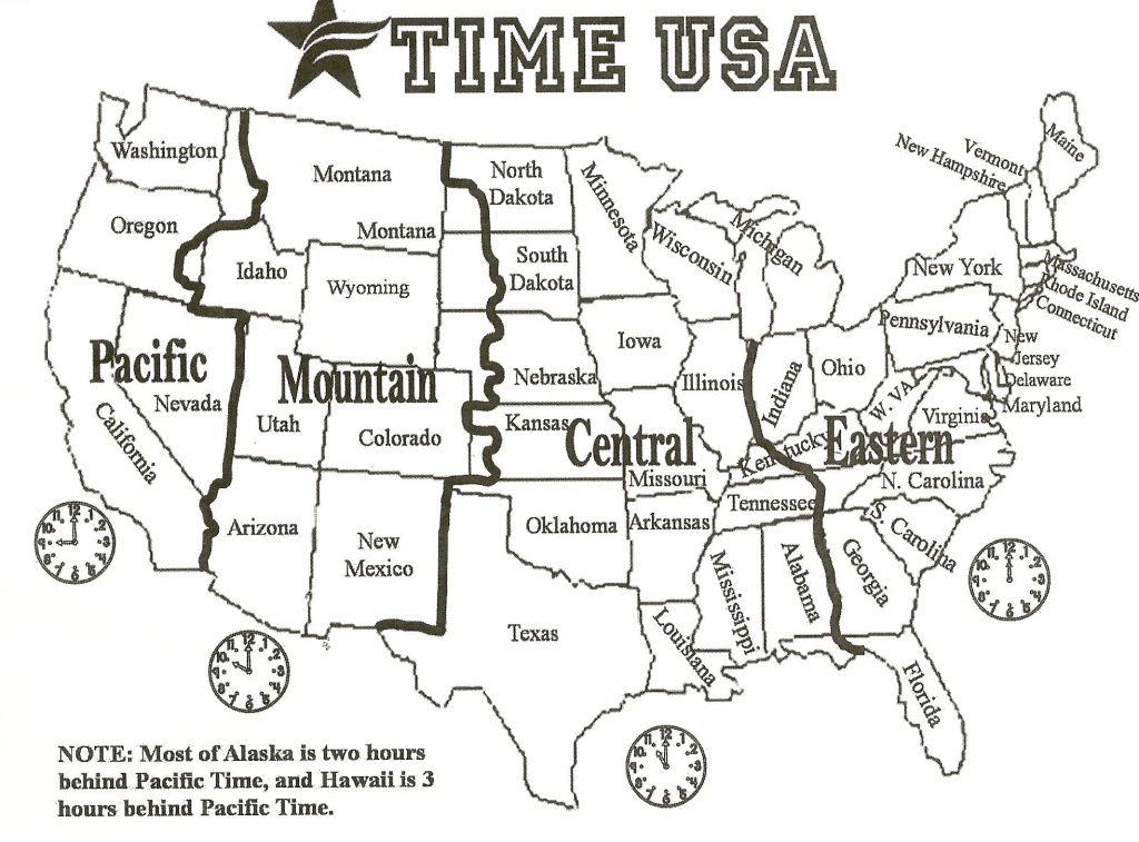 Black And White Us Time Zone Map - Google Search | Social Studies - Usa Time Zone Map Printable