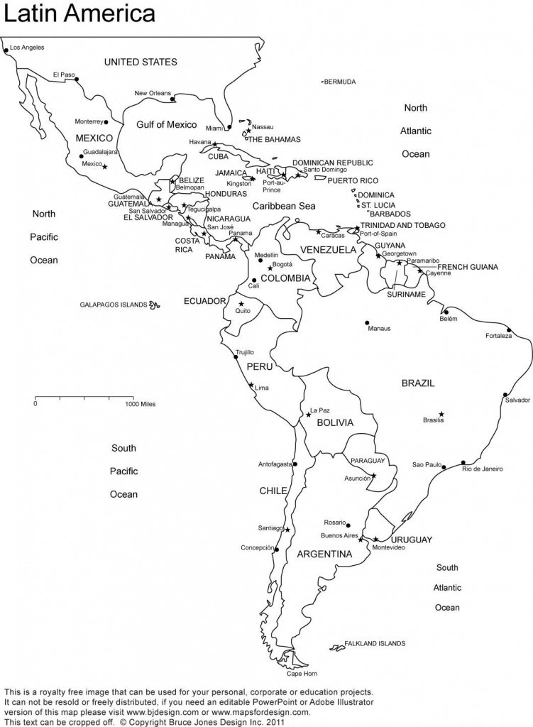 Blank Map Of Central And South America Printable And Travel - Blank Map Of Central And South America Printable