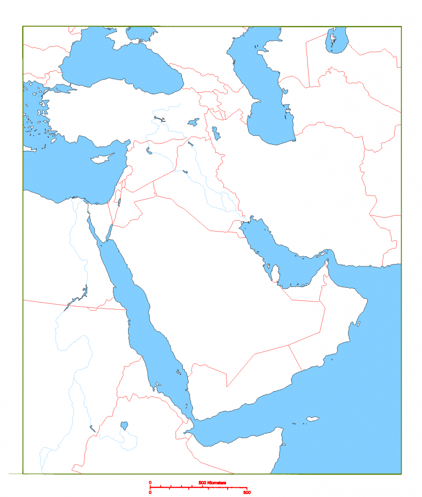 Blank Map Of Middle East | Cc Geography | Middle East Map, Map - Printable Blank Map Of Middle East