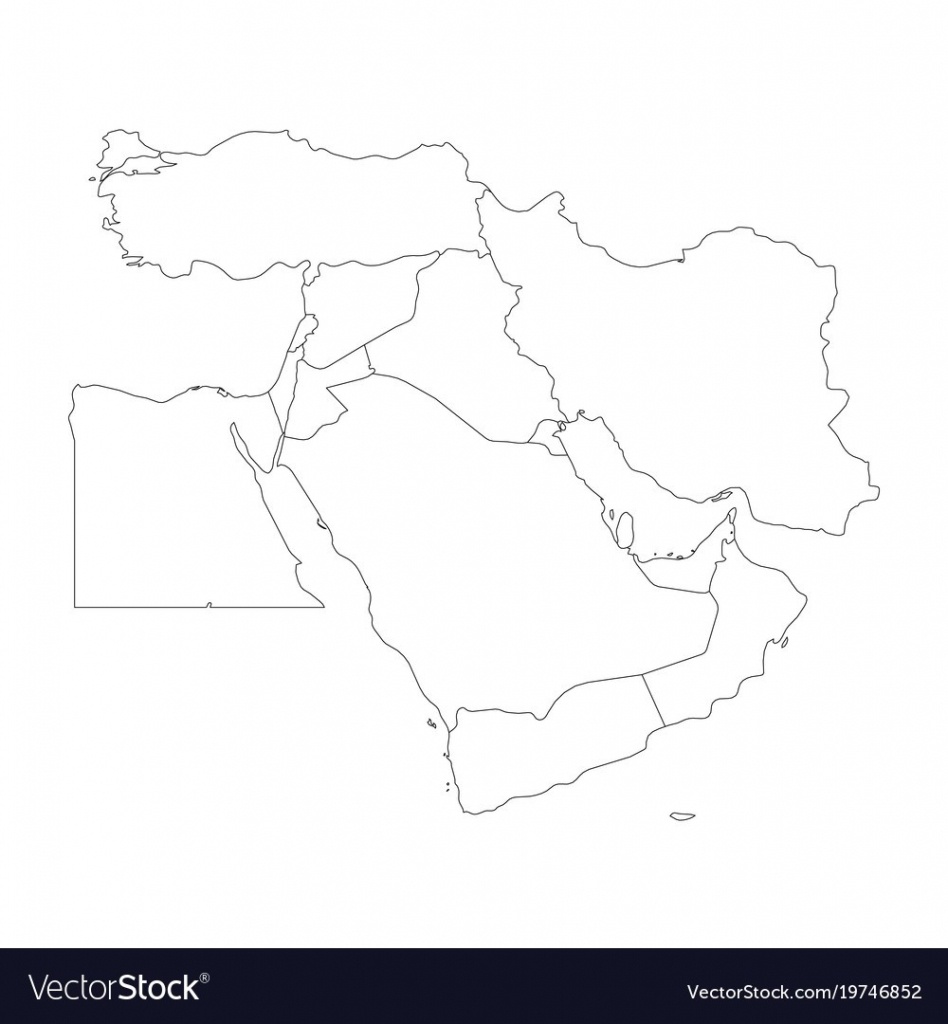 Blank Map Of Middle East Or Near East Simple Vector 19746852 17 - Printable Blank Map Of Middle East