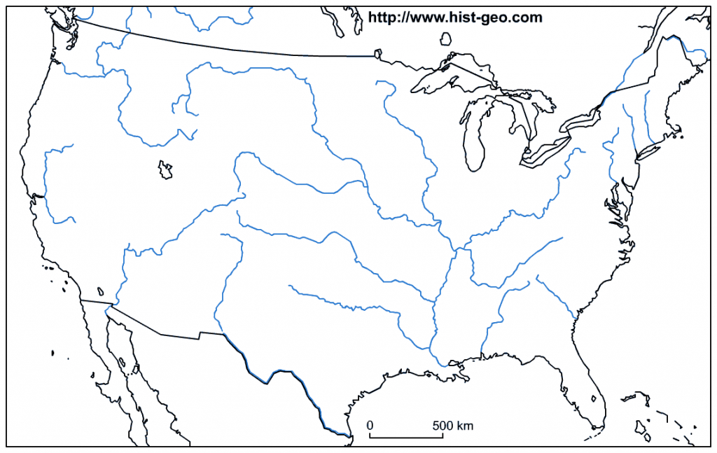 Blank Map Of The Main Rivers Of The Usa - Us Rivers Map Printable