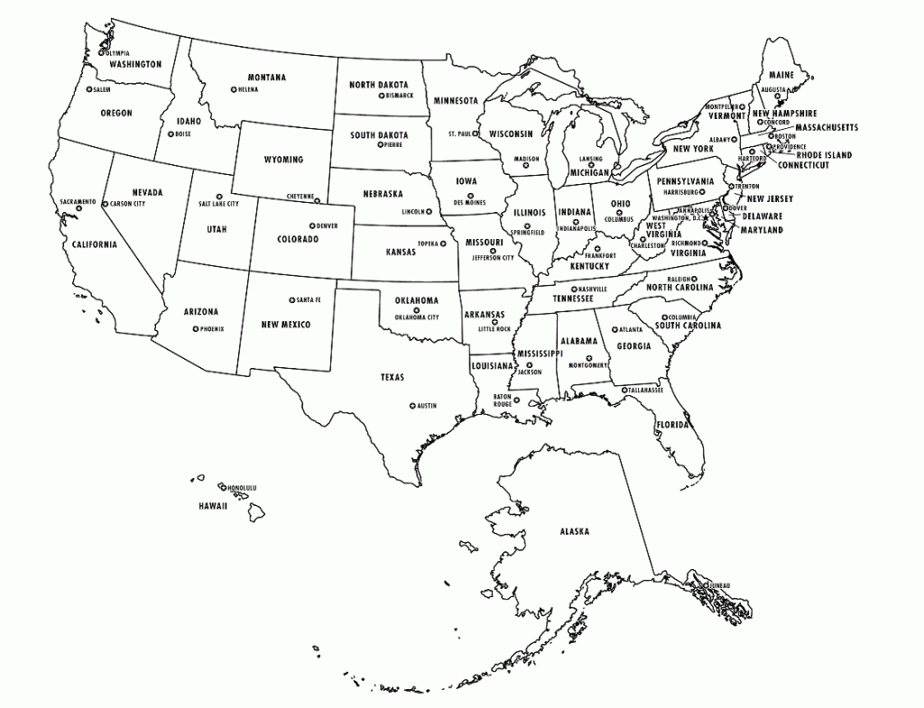 Blank Map Of Usa Showing States Printable Usa States Capitals Map - Blank States And Capitals Map Printable