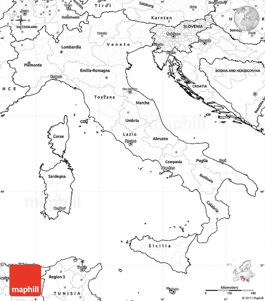 Blank Simple Map Of Italy - Printable Blank Map Of Italy