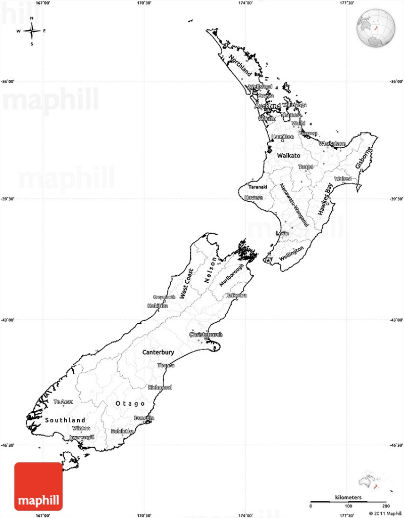 Blank Simple Map Of New Zealand - Printable Map Of New Zealand