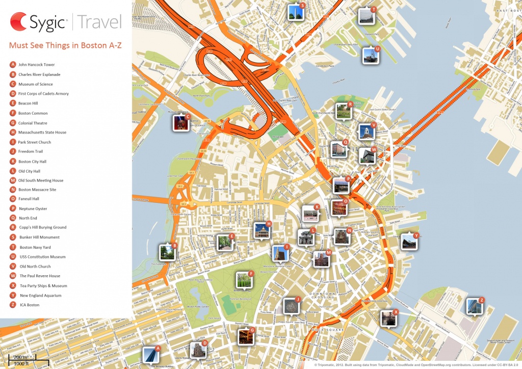 Boston Printable Tourist Map | Sygic Travel - Printable Map Of Boston Attractions