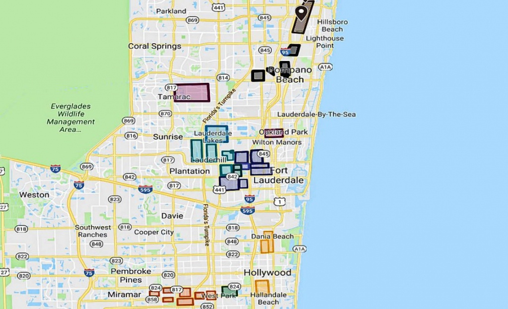 Broward County Gangs Map Of Fort Lauderdale, Pomapno, Miramar, More - Pompano Florida Map