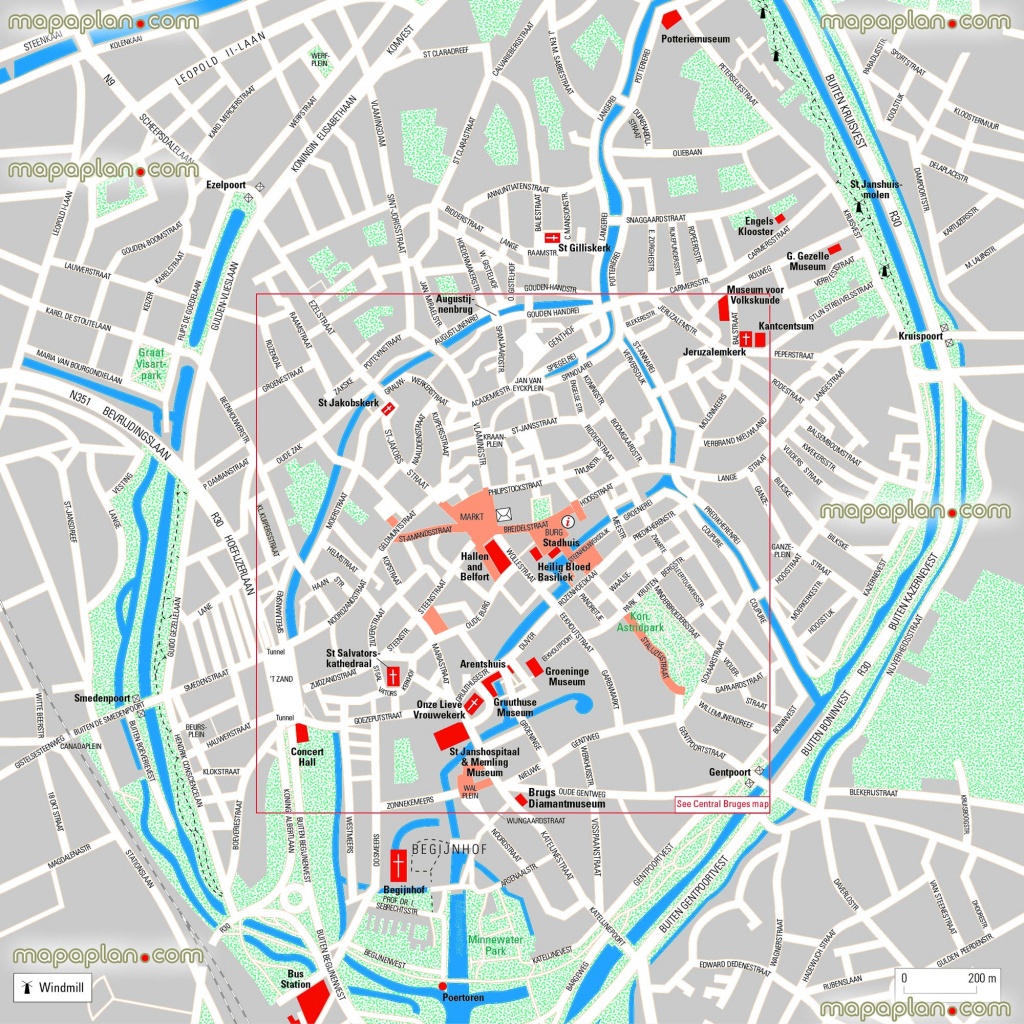 Bruges Maps - Top Tourist Attractions - Free, Printable City Street - Printable Street Map Of Bruges