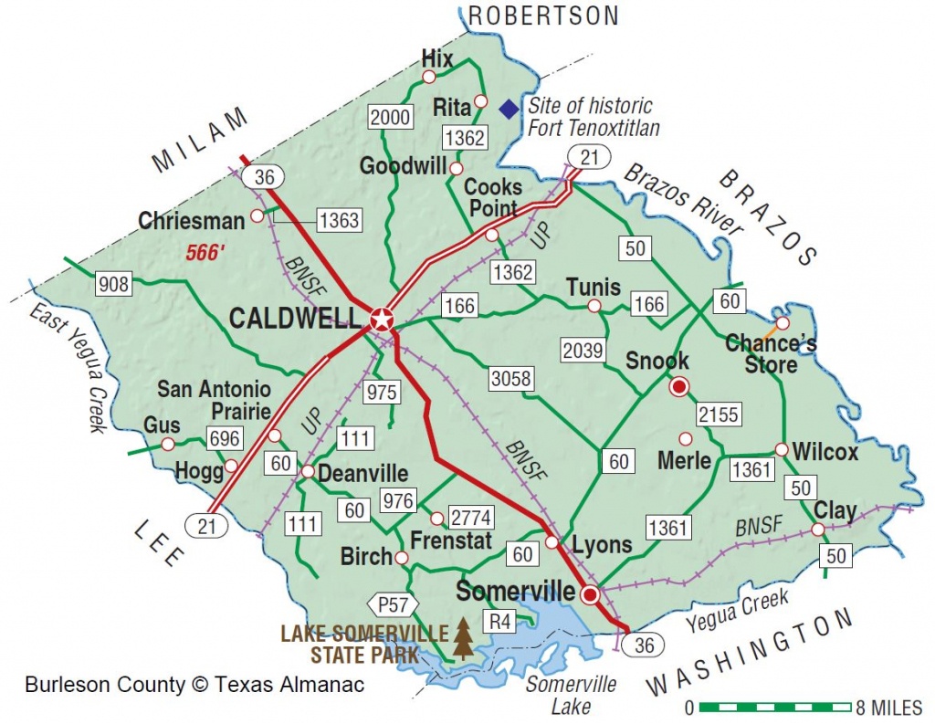Burleson County | The Handbook Of Texas Online| Texas State - Caldwell Texas Map