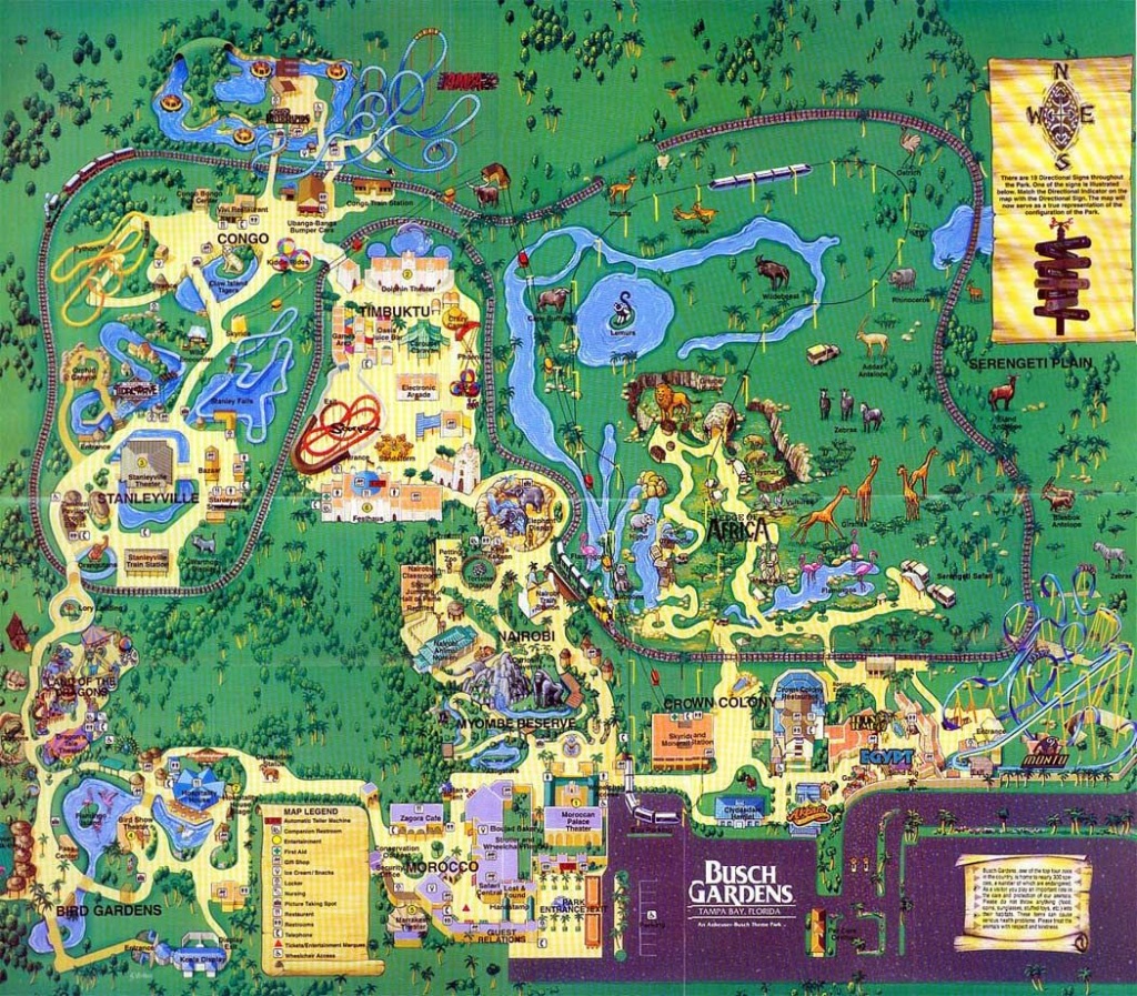 Busch Gardens Tampa - 1999 | Theme Park Maps | Busch Gardens - Florida Busch Gardens Map