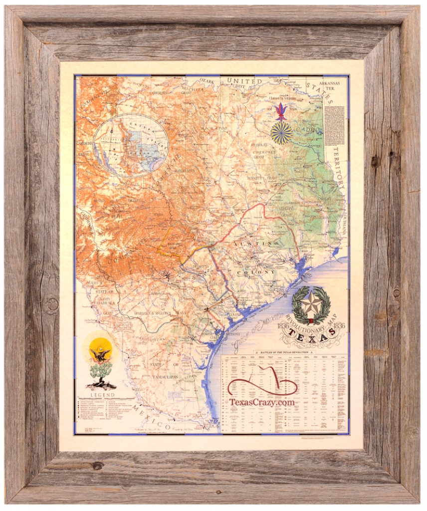 Buy Texas Revolution Map 1836 Large Framed - Republic Of Texas - Framed Texas Map