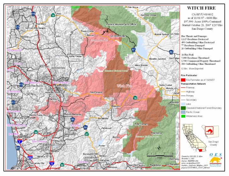 Ca Oes, Fire - Socal 2007 - San Diego California Fire Map | Printable Maps