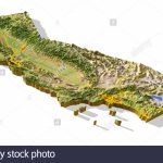 California, 3D Relief Map Cut Out With Urban Areas And Interstate   California Terrain Map
