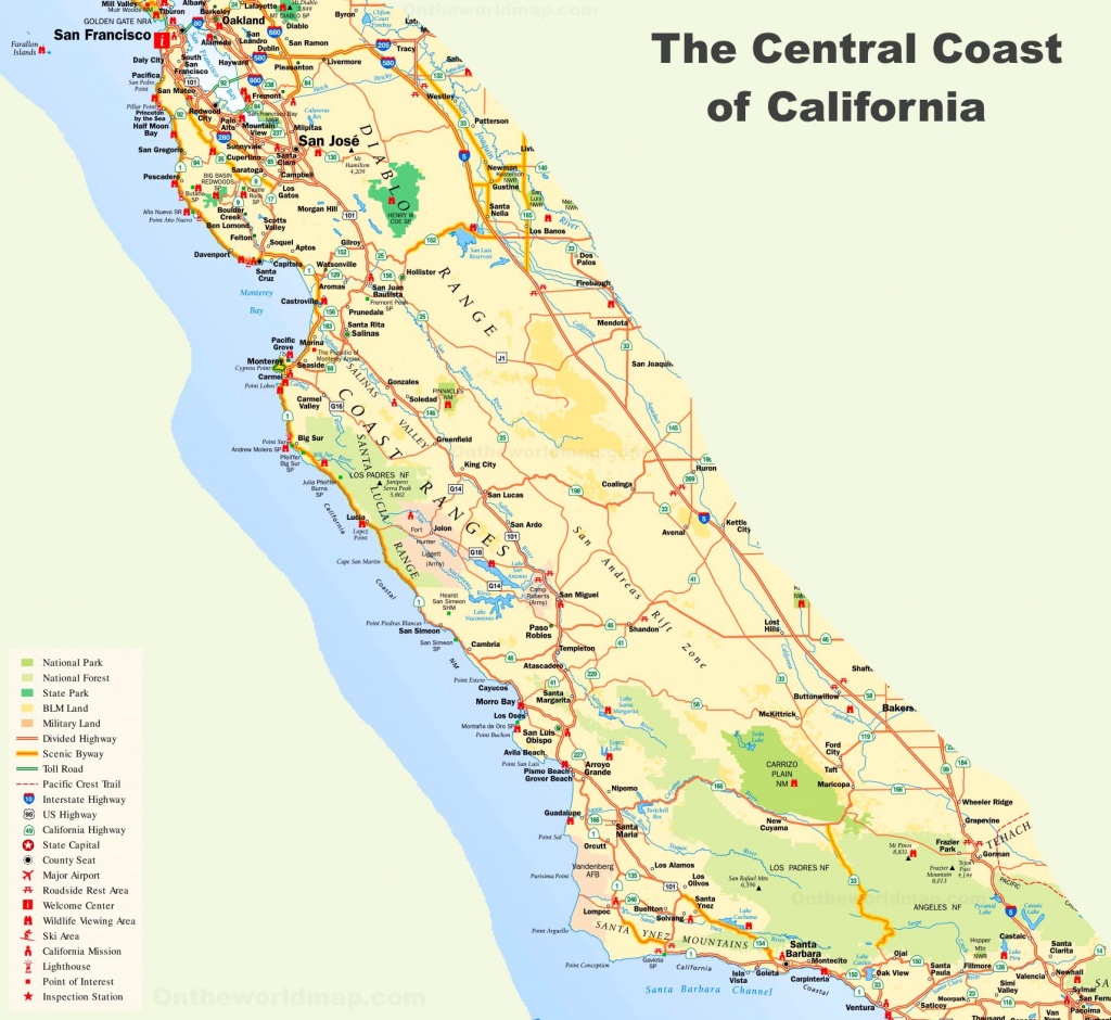 California Central Coast Map - Central Coast California Map