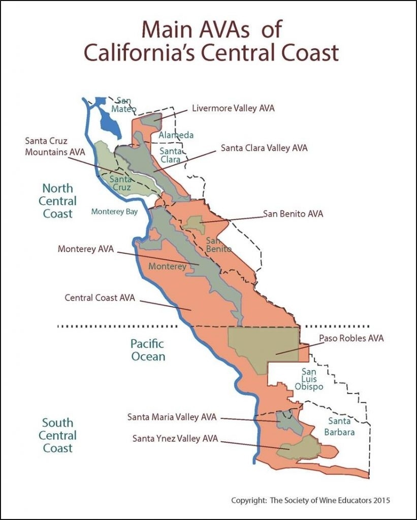 California Central Coast Wine Country Map – Map Of Usa District - Central California Wine Country Map