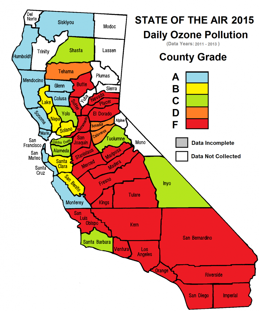 California Cities Top List Of Most Polluted Areas In American Lung - Air Quality Map For California
