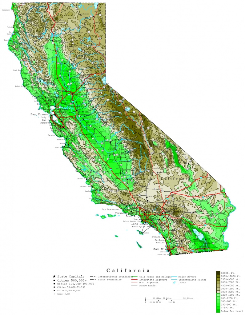 California Contour Map - Online Map Of California