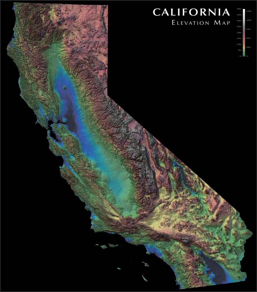 California Elevation Map [6590X7500] [Oc] (Higher Res In Comments - California Elevation Map