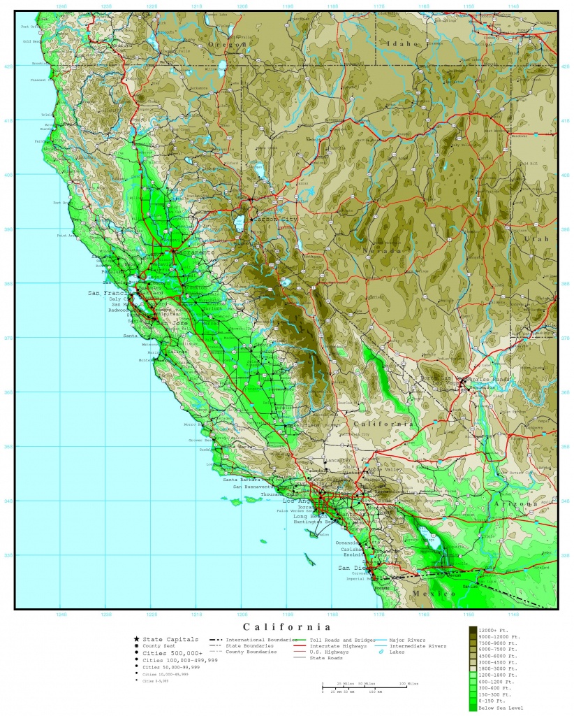 California Topographic Map Elevations  Printable Maps