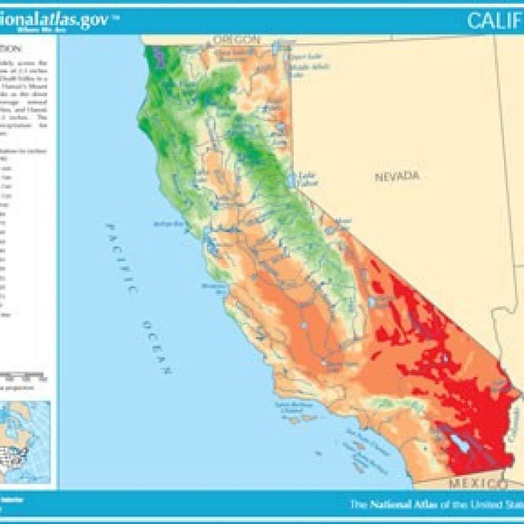 California Elevation Map Of Lakes Streams And Rivers - California Elevation Map