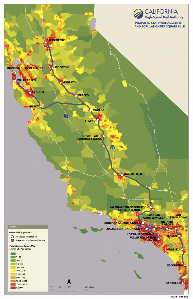California High Speed Rail Map With Population Per Square Mile - High Speed Rail California Map