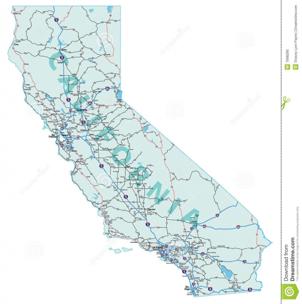 California Interstate Highway Map Stock Vector - Illustration Of - Free State Map California