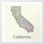 California Map Art Printdavidzydd | Society6   California Map Art