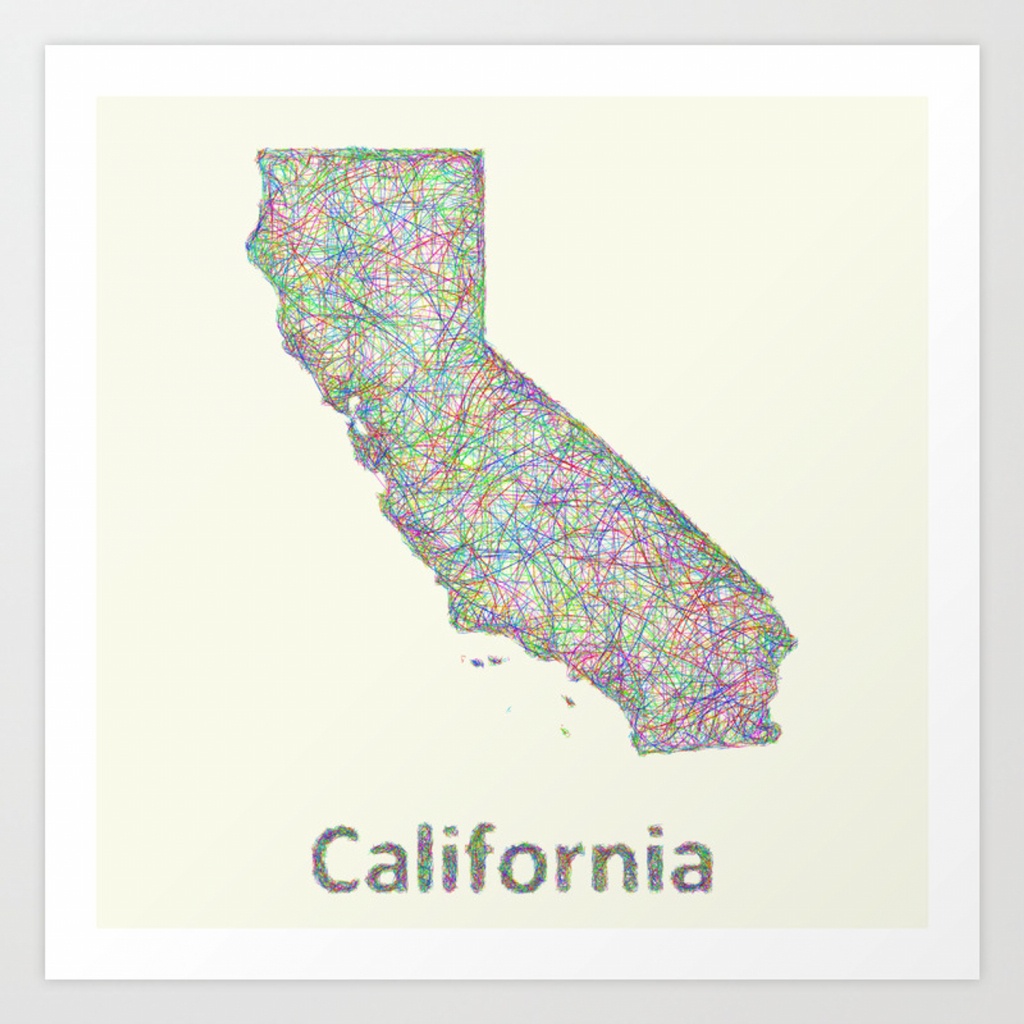 California Map Art Printdavidzydd | Society6 - California Map Art