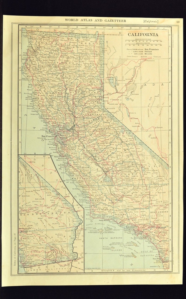 California Map Of California Wall Art Decor Railroad Antique | Etsy - California Map Wall Art