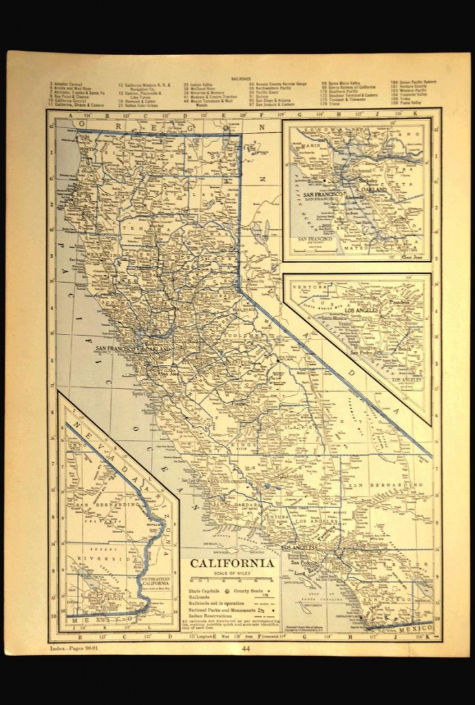 California Map Of California Wall Decor Art Los Angeles | Etsy - California Map Wall Art