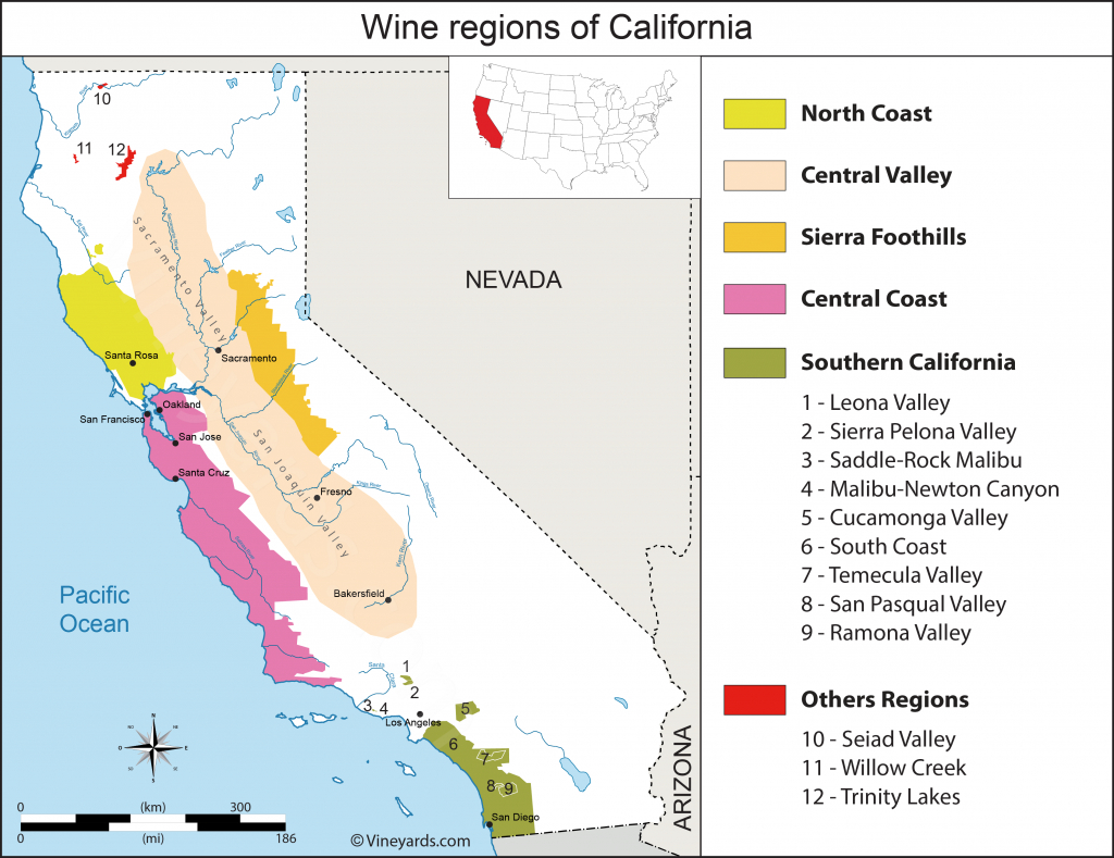 California Map Of Vineyards Wine Regions - Central California Wineries Map
