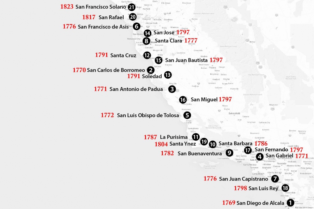 California Missions Map: Where To Find Them - California Missions Map For Kids
