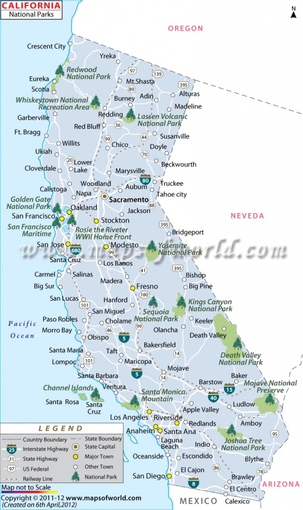 California National Parks Map, List Of National Parks In California - Northern California State Parks Map