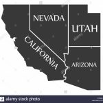 California   Nevada   Utah   Arizona Map Labelled Black Stock Photo   California Nevada Arizona Map