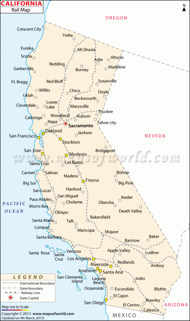 California Rail Map, All Train Routes In California - Amtrak California Coast Map