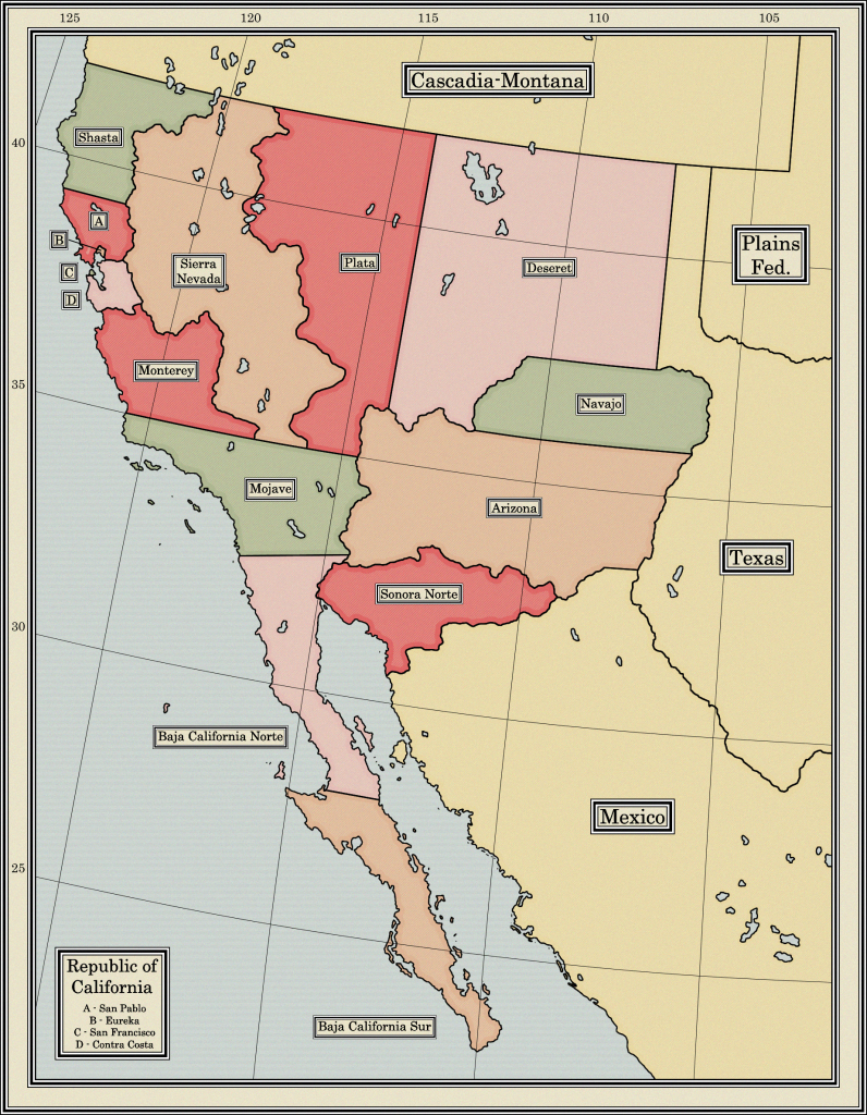 California Republic - Timeline 31 : Worldbuilding - Map Of The New California Republic