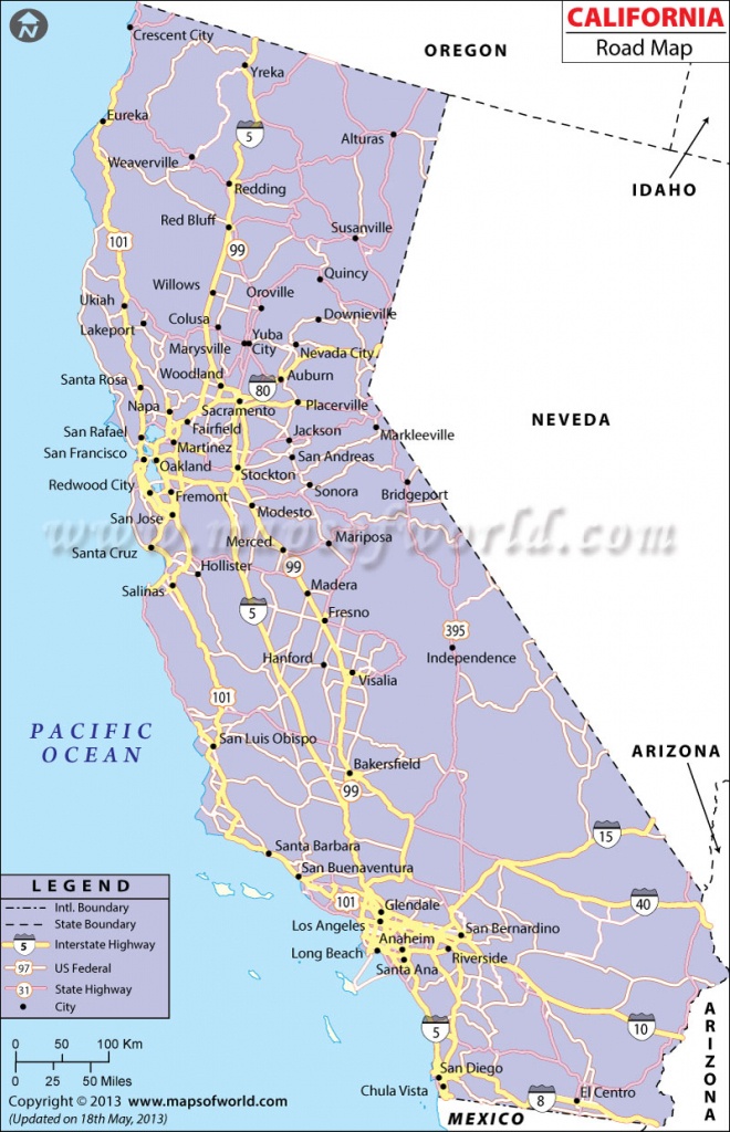 California Road Map, California Highway Map - Printable Road Map Of California