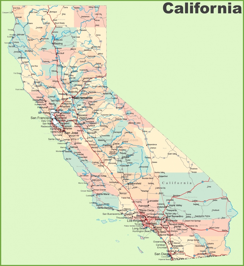 California Road Map ﻿ For California County Map With Cities And - California County Map With Cities