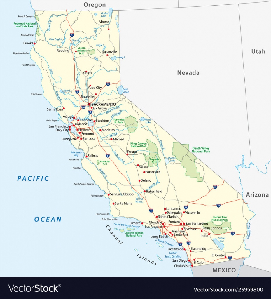 California Road Map Royalty Free Vector Image - Vectorstock - California Road Map Free