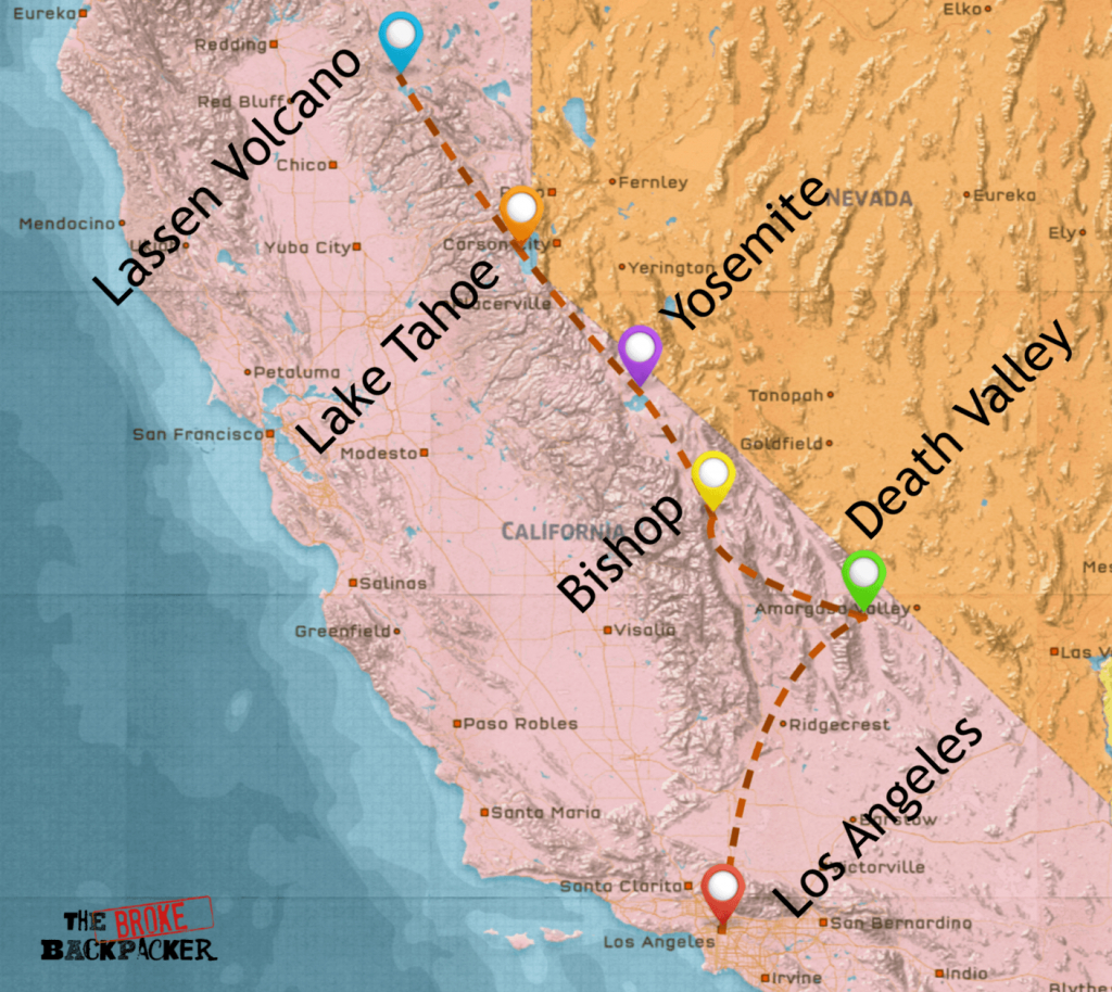 California Road Trip • Epic Budget Guide (July 2019) - Road Trip California Map