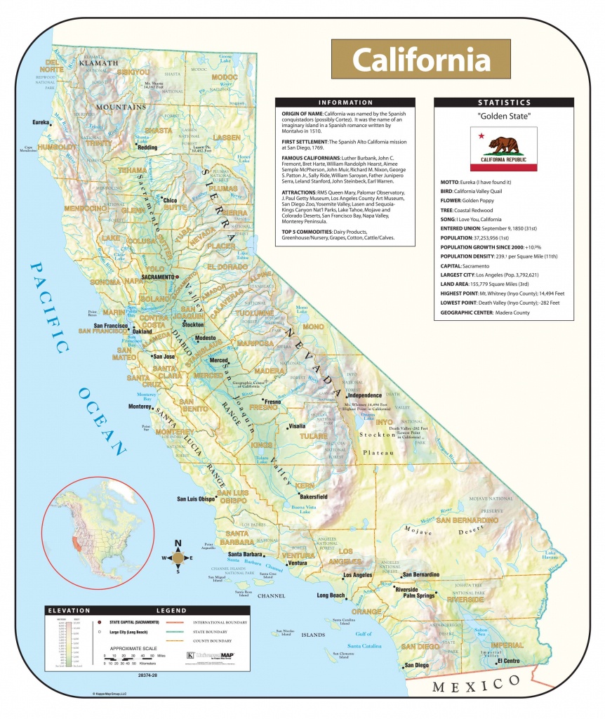 California Shaded Relief Map – Kappa Map Group - California Relief Map