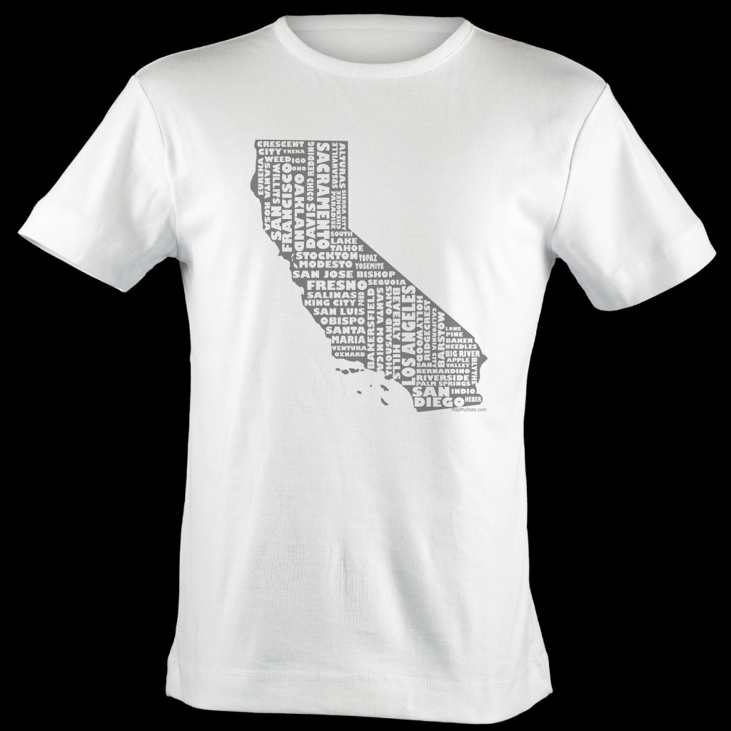 California Shirt Map Art | California Typography Map T-Shirt - California Map Shirt