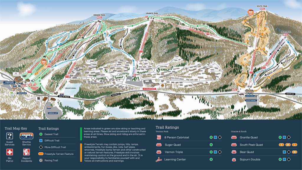 California Ski Resort Map Mountain Creek Resort Trail Map Onthesnow - Southern California Ski Resorts Map
