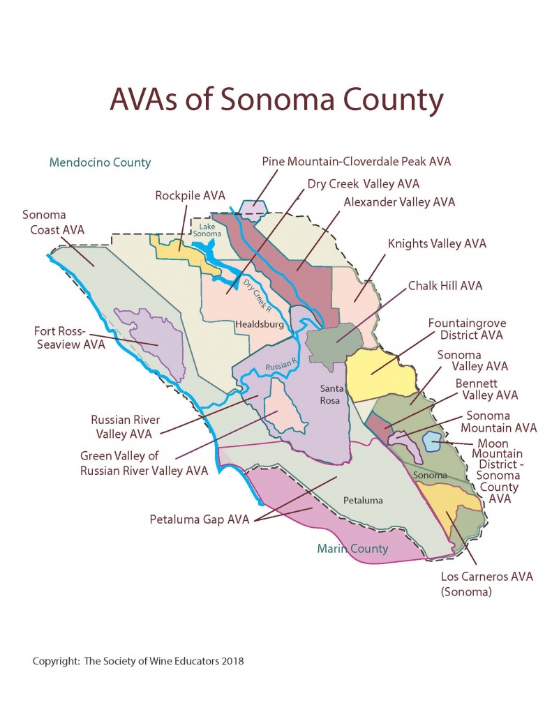 California—Sonoma County: Swe Map 2018 – Wine, Wit, And Wisdom - Sonoma California Map