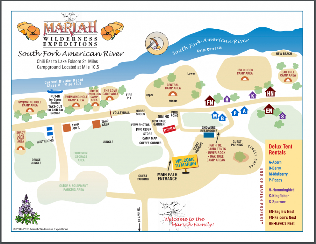 California Whitewater Rafting Camping And Lodging - Mariah - California Tent Camping Map