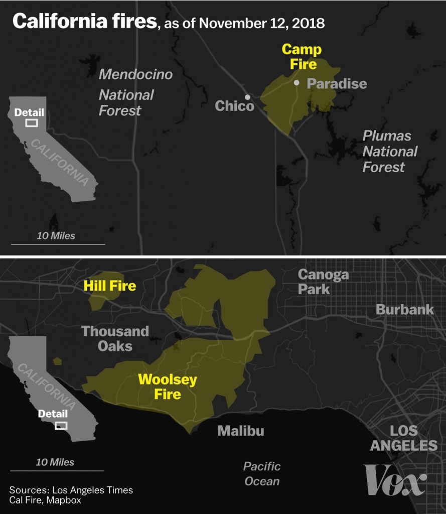 California Wildfires 2018: Camp And Woolsey Fires Are Rapidly - Southern California Campgrounds Map