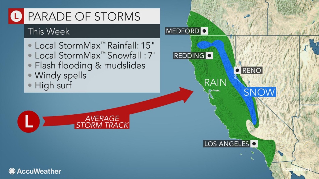 Californians To Face Relentless Wet, Snowy Weather Through The Week - California Weather Map For Today