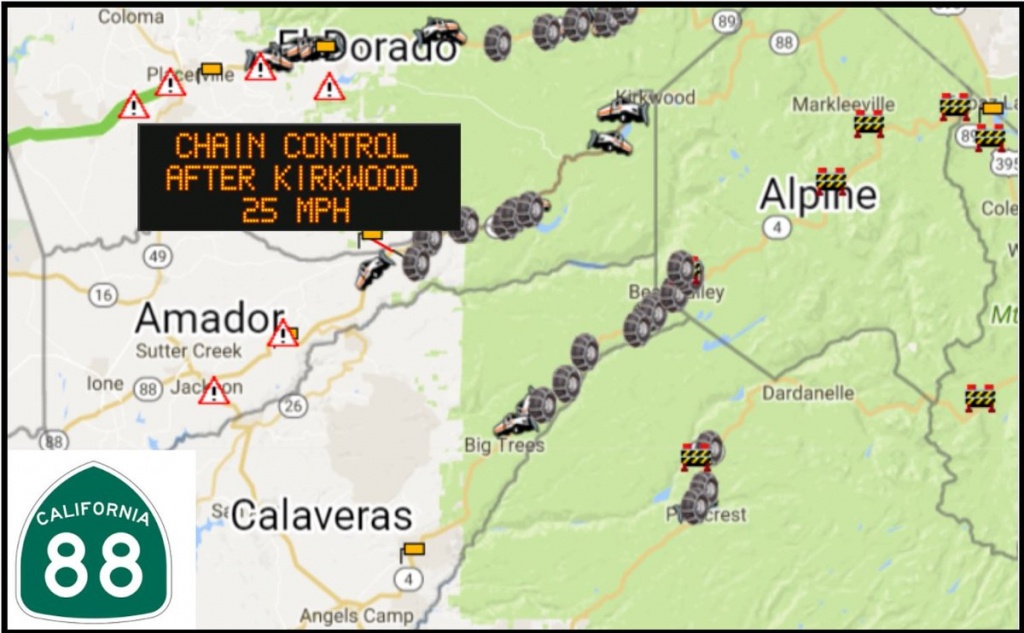 Caltrans District 10 On Twitter: &amp;quot;sr-88 Carson Pass Chains Required - California Chain Control Map