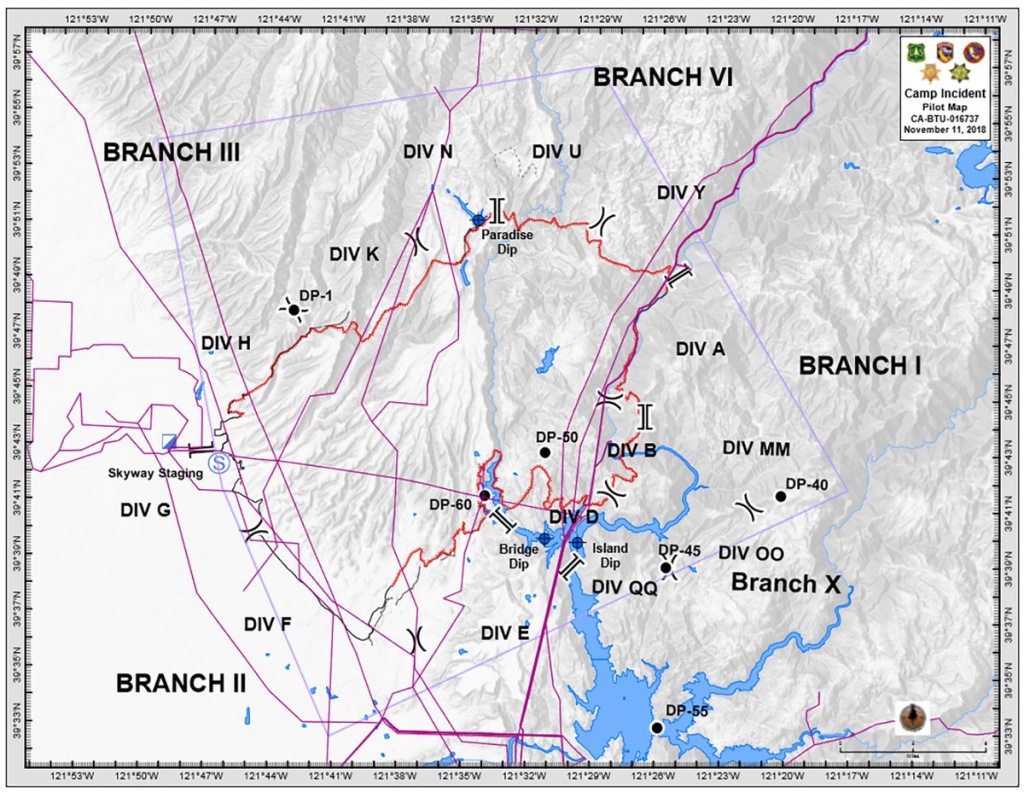 Campfire Updated Branch/division Map. Paradise,california - Live Fire Map California